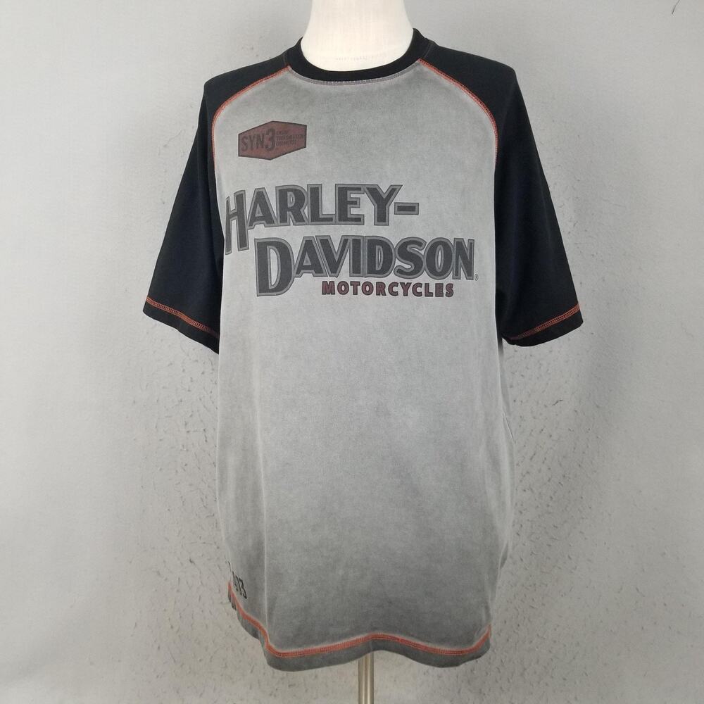 Harley-Davidson Shirt Mens Large Gray Black SYN3 Eagle Graphic Tee Motorcycles